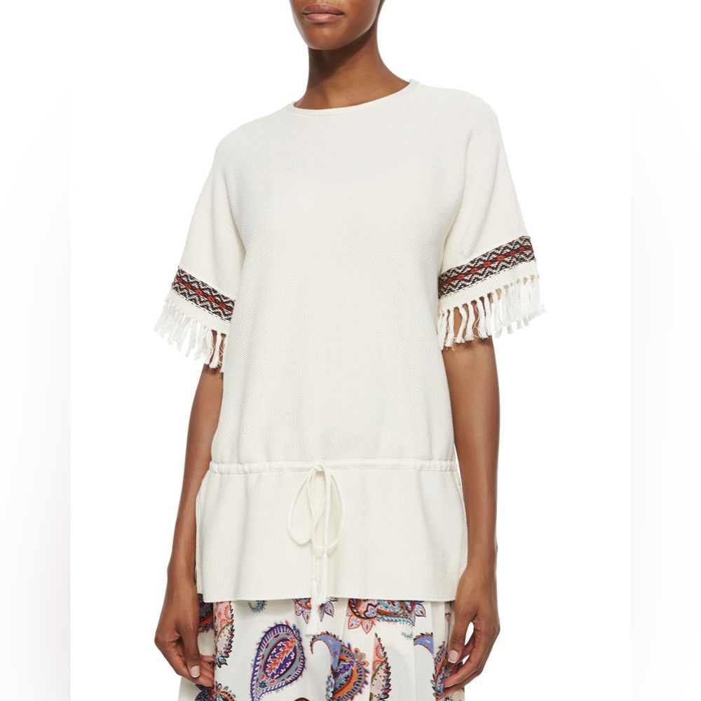 NWOT Tory Burch Sweater Tunic W/ Fringe Cuffs
